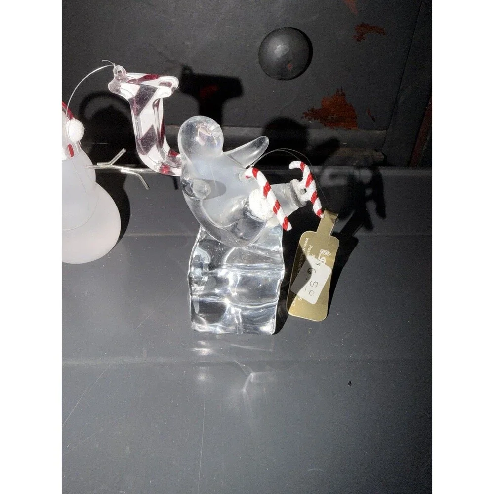 Christmas Ornaments Pinguin On Ice And Joy Snowman  Y2K Vintage